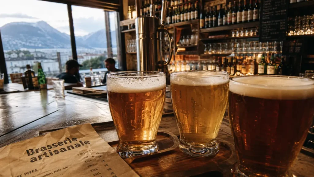 Brasserie artisanale Grenoble : verres de bière locale en taproom