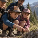 Activités enfants Oisans : famille en randonnée près du Bourg-d’Oisans