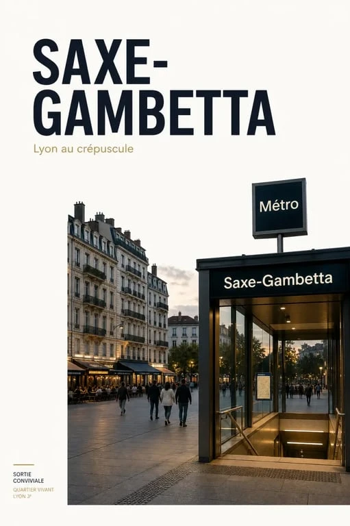 Bar saxe gambetta à Lyon, vue du quartier et des terrasses en soirée