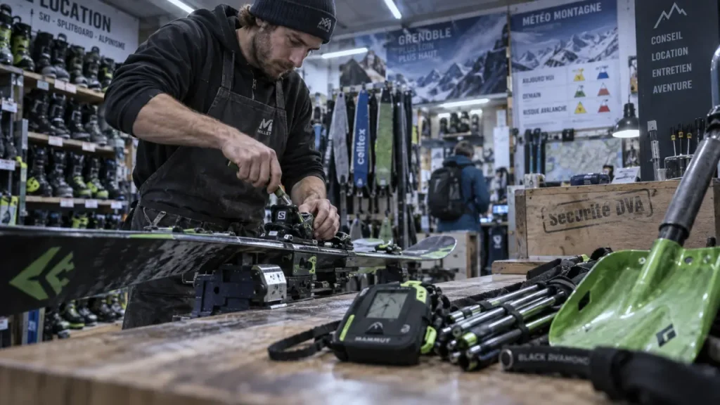 Location ski randonnée grenoble : DVA, sonde et pelle à avalanche en magasin